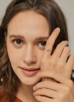 Gold Heart Zircon Ring featuring a heart‑shaped zircon on a 18K gold‑plated copper band from junejewelry.com—factory price, free shipping.