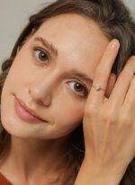 Gold Heart Zircon Ring featuring a heart‑shaped zircon on a 18K gold‑plated copper band from junejewelry.com—factory price, free shipping.