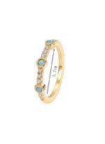 Blue Opal Zircon Ring featuring a round blue opal and zircon accents on a 14K gold‑plated copper band from junejewelry.com—factory‑direct pricing, free shipping.
