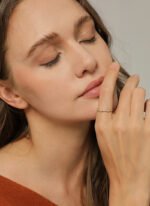 Blue Opal Zircon Ring featuring a round blue opal and zircon accents on a 14K gold‑plated copper band from junejewelry.com—factory‑direct pricing, free shipping.