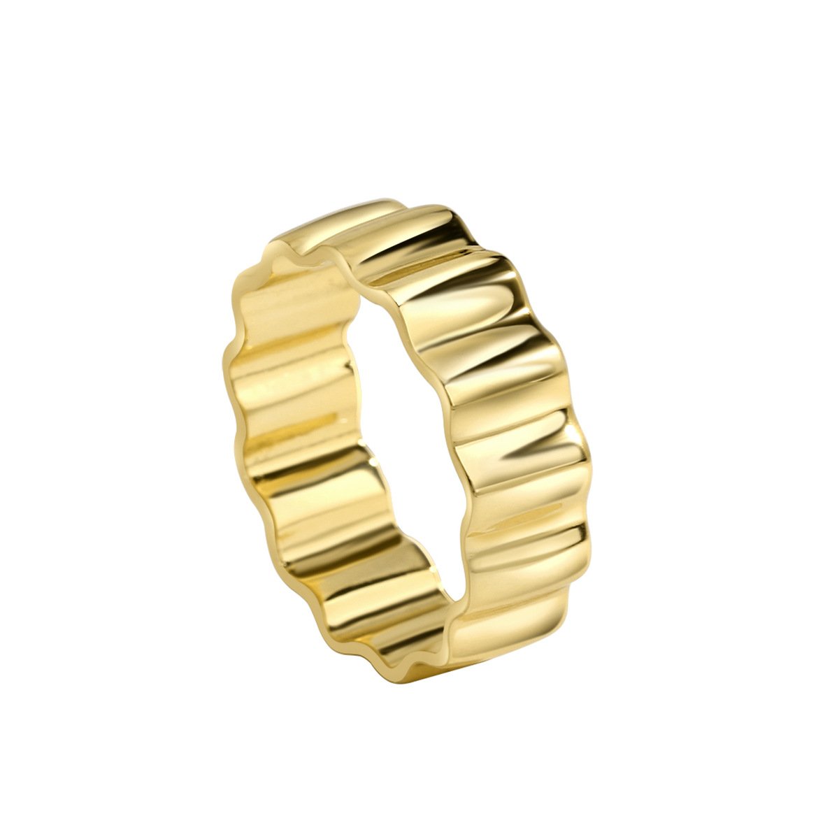 主图-05 Wholesale hammered brass ring with polished vintage texture in size 7, no stones, INS style fashion ring from junejewelry.com.