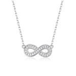 Wholesale Infinity Silver Set, 925 sterling silver, inlaid with zircons, includes necklace and bracelet, INS style niche high-end design, from junejewelry.com.