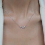 Wholesale Infinity Silver Set, 925 sterling silver, inlaid with zircons, includes necklace and bracelet, INS style niche high-end design, from junejewelry.com.