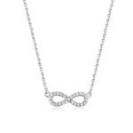 Wholesale Infinity Silver Set, 925 sterling silver, inlaid with zircons, includes necklace and bracelet, INS style niche high-end design, from junejewelry.com.