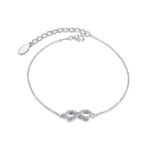 Wholesale Infinity Silver Set, 925 sterling silver, inlaid with zircons, includes necklace and bracelet, INS style niche high-end design, from junejewelry.com.