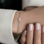 Wholesale sterling silver circle necklace, bracelet, and tassel earrings set with zircon – minimalist platinum plated design from JuneJewelry.com