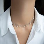 Wholesale Pearl Set, including 925 sterling silver bracelet, necklace, pearl pendant, and anklet, inlaid with zircons, INS style design, from junejewelry.com.