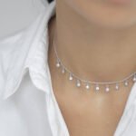 Wholesale Pearl Set, including 925 sterling silver bracelet, necklace, pearl pendant, and anklet, inlaid with zircons, INS style design, from junejewelry.com.