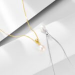 Sterling silver minimalist pearl pendant necklace with natural freshwater pearl – 18K gold or platinum plated from JuneJewelry.com