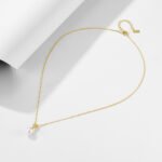 Sterling silver minimalist pearl pendant necklace with natural freshwater pearl – 18K gold or platinum plated from JuneJewelry.com