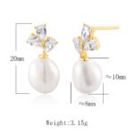 Wholesale Pearl Stud Earrings, S925 sterling silver, with natural pearls and zircon, available in 18K gold or platinum plating, ideal for fashion jewelry wholesale from junejewelry.com.
