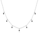 Wholesale silver onyx necklace with 925 sterling silver chain and black gemstone pendant, platinum plated – from JuneJewelry.com