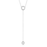 Wholesale sterling silver geometric Y necklace with zircon inlay – long platinum plated fashion jewelry from JuneJewelry.com