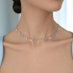 Wholesale sterling silver star and lightning pendant necklace – dainty platinum plated celestial choker from JuneJewelry.com