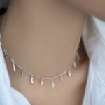 Wholesale sterling silver star and lightning pendant necklace – dainty platinum plated celestial choker from JuneJewelry.com