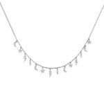 Wholesale sterling silver star and lightning pendant necklace – dainty platinum plated celestial choker from JuneJewelry.com