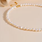 Wholesale Beaded Pearl Necklace, featuring freshwater cultured pearls, 18K gold plated, and an elegant European INS style design, ideal for fashion jewelry wholesale from junejewelry.com.