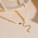 Wholesale Beaded Pearl Necklace, featuring freshwater cultured pearls, 18K gold plated, and an elegant European INS style design, ideal for fashion jewelry wholesale from junejewelry.com.