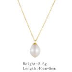 Wholesale sterling silver minimalist baroque pearl pendant necklace – 18K gold plated influencer-style jewelry from JuneJewelry.com