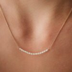 Wholesale sterling silver horizontal rice pearl bar necklace – 18K gold plated minimalist design from JuneJewelry.com