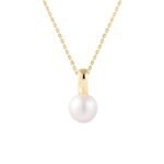 Wholesale sterling silver minimalist pearl pendant necklace with single freshwater pearl – 18K gold or platinum plated from JuneJewelry.com