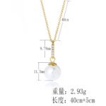 Wholesale Zircon Pearl Necklace, S925 sterling silver, with a shell pearl and zircon pendant, available in 18K gold or platinum plating, ideal for fashion jewelry wholesale from junejewelry.com.