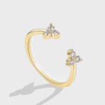 Wholesale dainty zircon ring in adjustable open style with 18K gold-plated brass and fine zircon accents for minimalist fashion lovers.