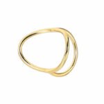 Wholesale French minimalist ring with geometric cut-out design in 18K gold plating - stackable brass finger jewelry | JuneJewelry.com