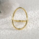 Wholesale French minimalist ring with geometric cut-out design in 18K gold plating - stackable brass finger jewelry | JuneJewelry.com
