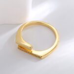 Wholesale open zircon ring with micro-paved stones and 18K gold plating, French minimalist adjustable ring from JuneJewelry.com.