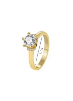 Six-prong cubic zirconia gold ring for women – minimalist solitaire design, wholesale jewelry