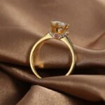 Six-prong cubic zirconia gold ring for women – minimalist solitaire design, wholesale jewelry