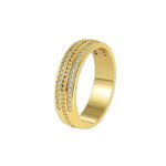 Geometric white CZ ring for women – minimalist brass ring in 18K gold or platinum plating, wholesale fashion accessory