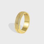 Geometric white CZ ring for women – minimalist brass ring in 18K gold or platinum plating, wholesale fashion accessory