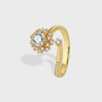 Wholesale irregular zircon ring in 18K gold plated brass – bold fashion jewelry for women from JuneJewelry.com