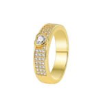 Wholesale heart zircon ring for women with 18K gold plated brass – minimalist romantic jewelry from JuneJewelry.com.