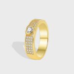 Wholesale heart zircon ring for women with 18K gold plated brass – minimalist romantic jewelry from JuneJewelry.com.