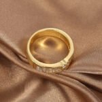 Wholesale heart zircon ring for women with 18K gold plated brass – minimalist romantic jewelry from JuneJewelry.com.