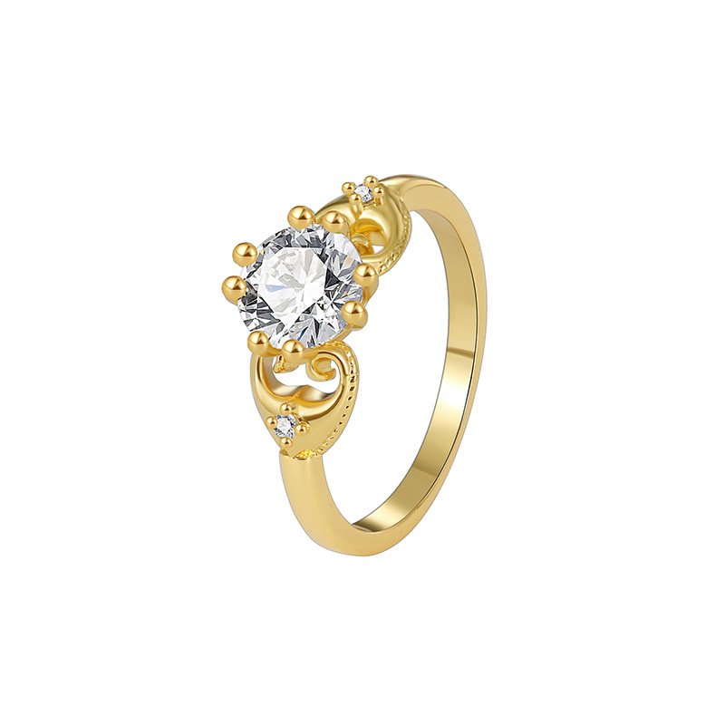 R0359 (1) Wholesale minimalist CZ ring featuring a French-style design with 18k gold plated copper and sparkling zircon from junejewelry.com