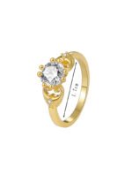 Wholesale minimalist CZ ring featuring a French-style design with 18k gold plated copper and sparkling zircon from junejewelry.com