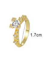 Wholesale geometric zircon ring featuring an 18k gold plated copper design with sparkling white zircons from junejewelry.com
