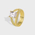 Wholesale minimalist square zircon ring for women in 18K gold plated brass – fashion jewelry from JuneJewelry.com.