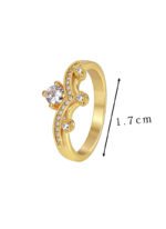 Wholesale dainty zircon ring with micro-pavé white stones in 18K gold plated brass from JuneJewelry.com – minimalist fashion jewelry for women.