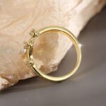 Wholesale dainty zircon ring with micro-pavé white stones in 18K gold plated brass from JuneJewelry.com – minimalist fashion jewelry for women.