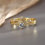 Wholesale dainty zircon ring with micro-pavé white stones in 18K gold plated brass from JuneJewelry.com – minimalist fashion jewelry for women.