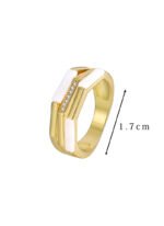 Wholesale enamel zircon ring with 18K gold plated brass and unique modern design from JuneJewelry.com – fashion jewelry for bulk orders.