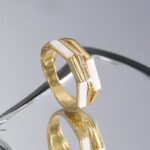 Wholesale enamel zircon ring with 18K gold plated brass and unique modern design from JuneJewelry.com – fashion jewelry for bulk orders.