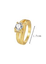 Wholesale fresh modern minimalist zircon ring for women, 18K gold plated copper with micro-pave zircons, ideal for cross-border markets from junejewelry.com