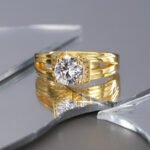 Wholesale fresh modern minimalist zircon ring for women, 18K gold plated copper with micro-pave zircons, ideal for cross-border markets from junejewelry.com