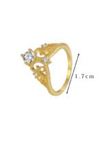 Wholesale retro crown ring for women, 18K gold plated copper with an intricate crown design from junejewelry.com